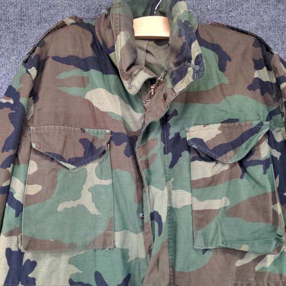 U.S. Army Mens Camo Cold Weather Field Coat Green Brown Size M Short - Picture 7 of 12